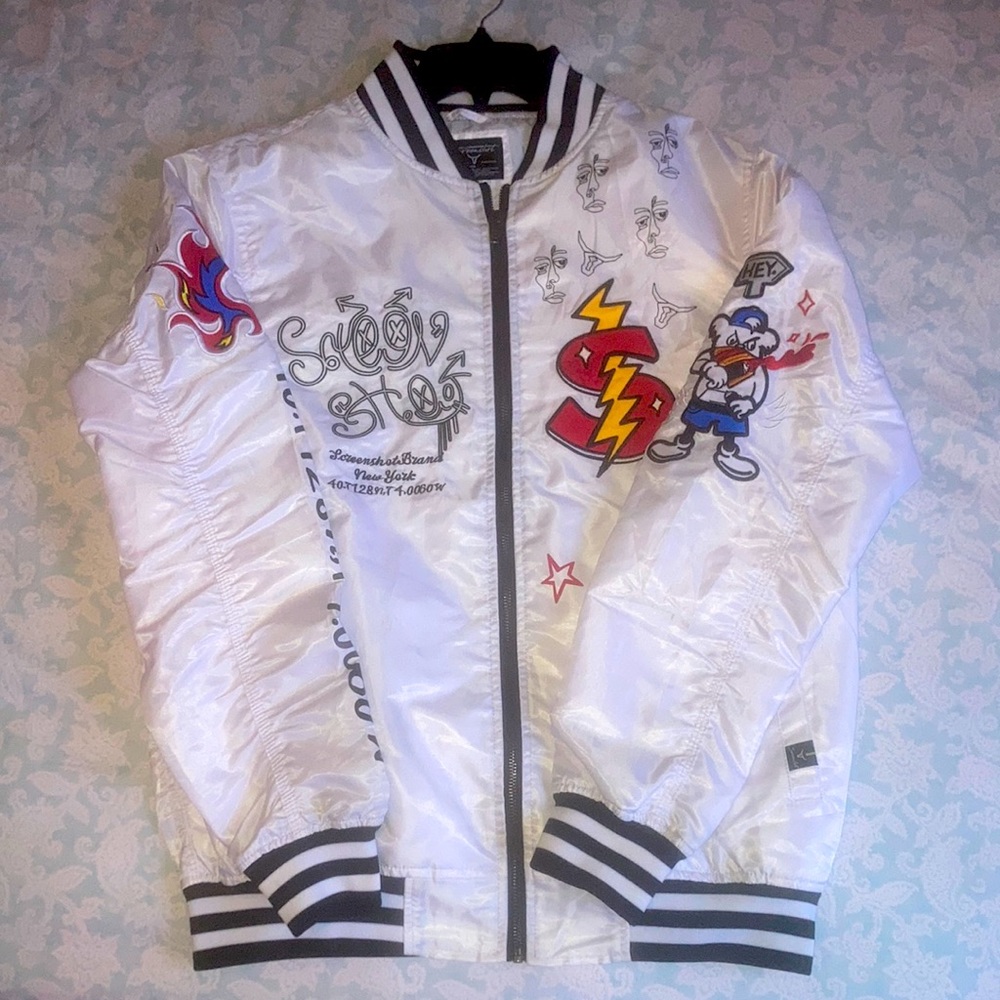 White bomber jacket